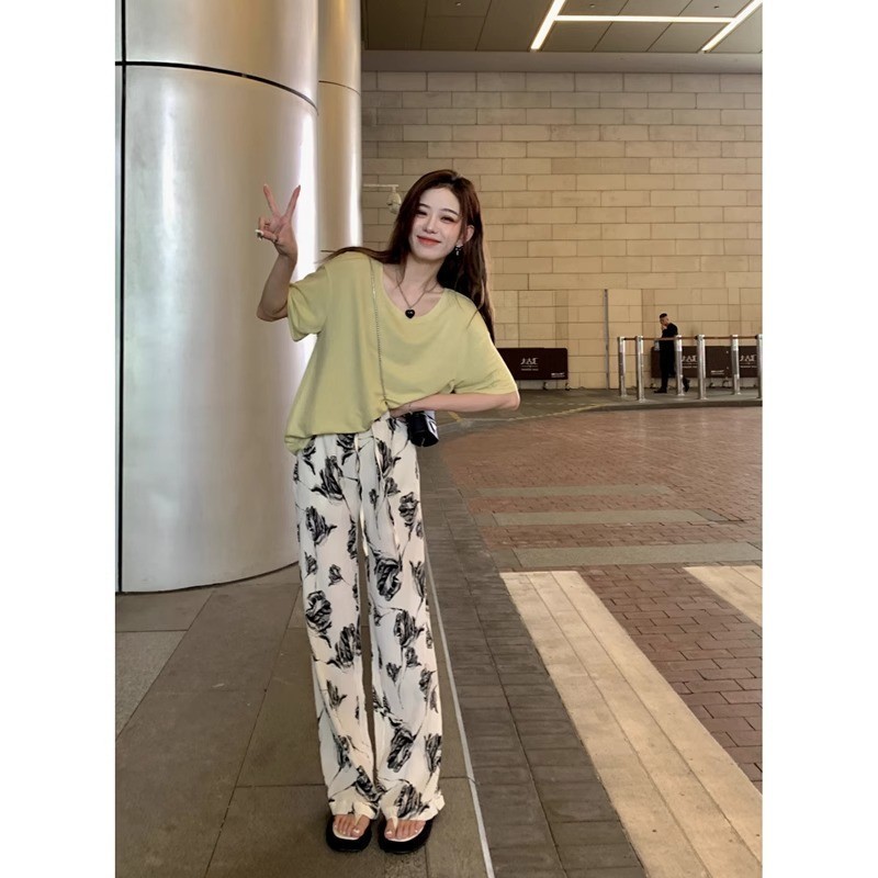 กางเกง baggy drip summer แฟชั่นสไตล์เกาหลี คู่รัก กางเกงขายาว ผู้หญิง ใส่แล้วดูผอม XXXL