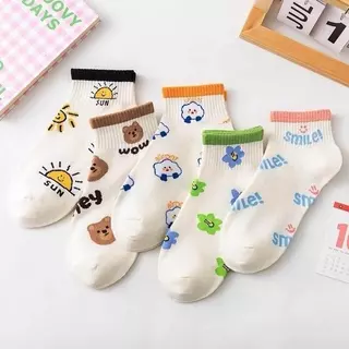 HOME818 ถุงเท้าข้อสั้น (1แพ็ค/10คู่) ถุงเท้าแฟชั่นเกาหลี เนื้อผ้านุ่ม สไตล์เกาหลี
