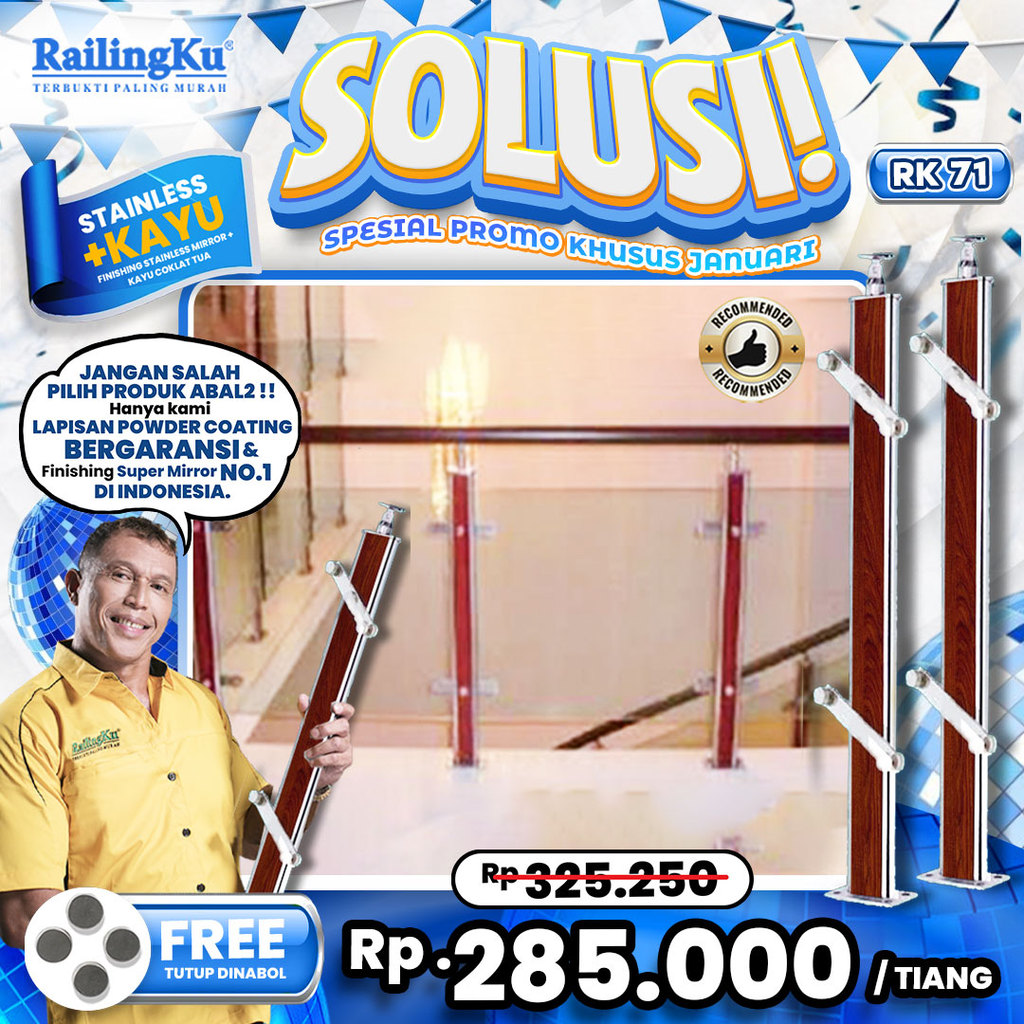 บันไดสแตนเลส Railing Nature Railingku Design [SOLUTION!] RK 71 Anti-Rust Railing Free Dynabolt Cover