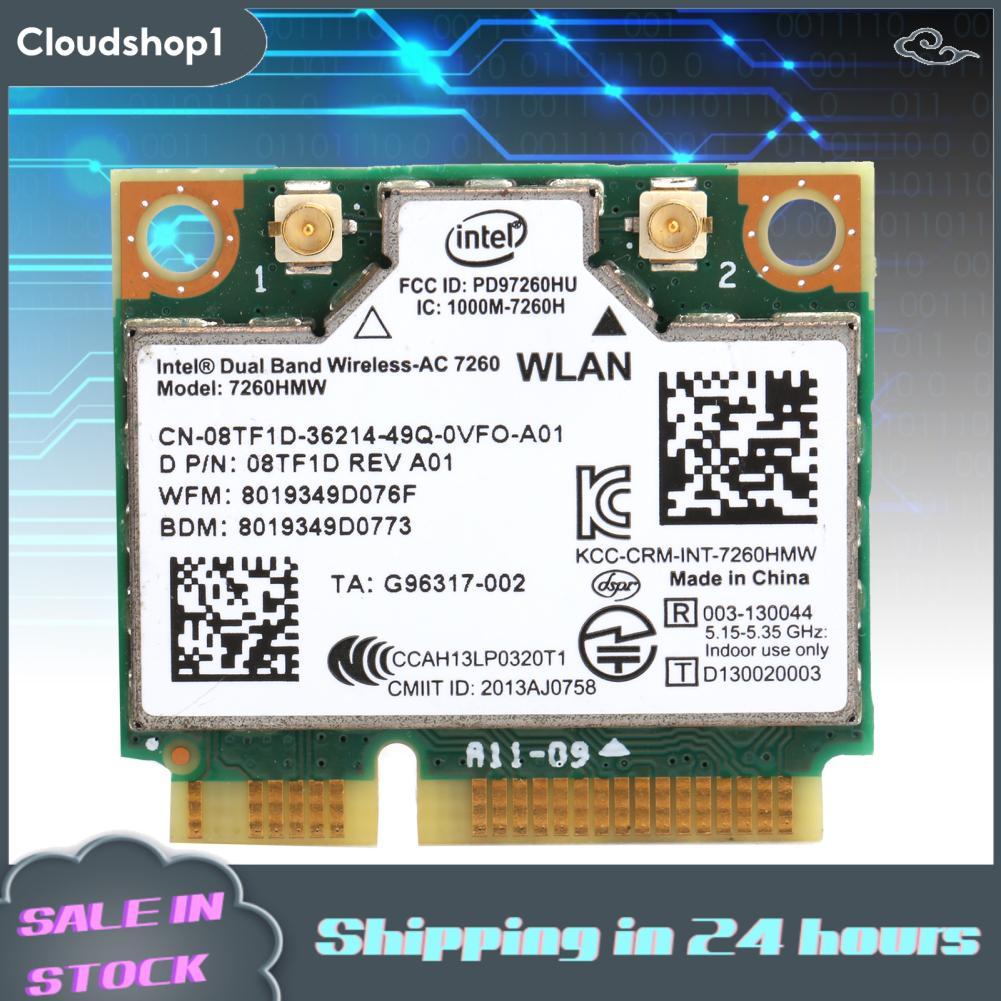 Cloudshop1 Cloudshop1 Mini PCIE การ์ด Wifi ไร้สาย DualBand BT 4.0 โมดูลเครือข่ายสำหรับ Intel 7260 ac