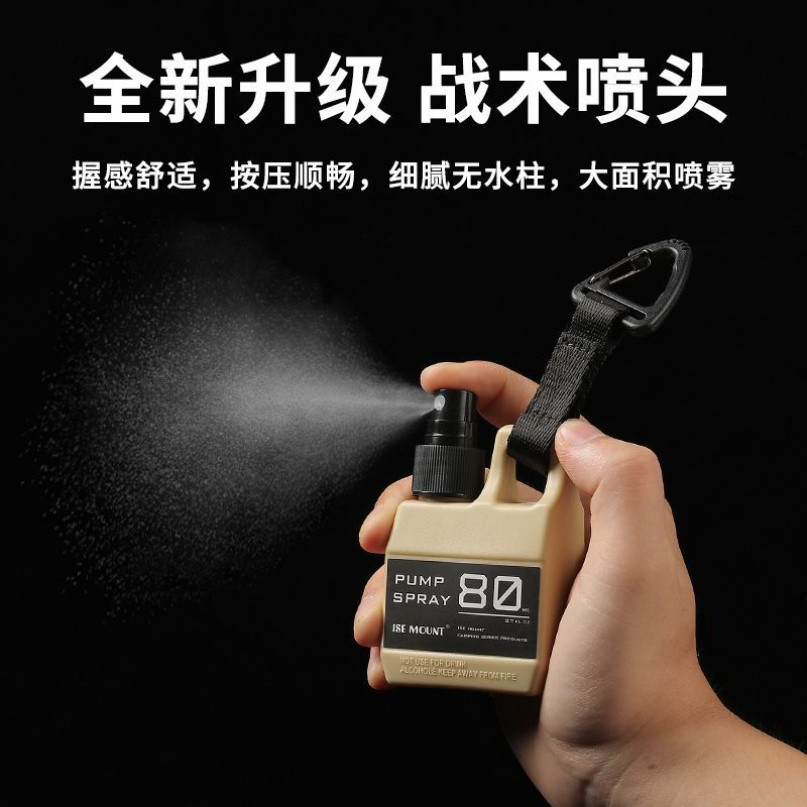 ขวดสเปรย์แบบพกพา 80ml รดน้ําขนาดเล็กสามารถแขวนหัวเข็มขัดประเภทกดแอลกอฮอล์ฆ่าเชื้อ Camping ยากันยุง Sub-Bottling ยุทธวิธีสไตล์