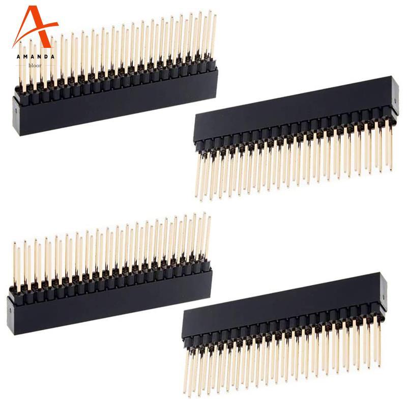2 x 20(40 Pin) หัวซ้อนสําหรับ A+/B+/Pi 2/Pi 3 หัวสูงพิเศษ (แพ็ค 4 ชิ้น)