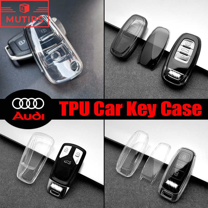 Audi Soft TPU Car Key Case พวงกุญแจ กุญแจ โปร่งใส เปลือกป้องกัน สำหรับ A3 8l 8Y A1 Q5 TT mk2 A5 A4 B
