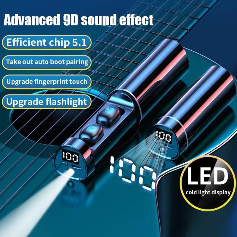 ใหม่ N21 ชุดหูฟังบลูทูธไร้สาย tws ชุดหูฟังกีฬาไร้สายไฟ นํา + จอแสดงผลดิจิตอลแบบสัมผัสชนิดใส่ในหู