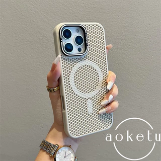 ตาข่ายกระจายความร้อนวงเล็บโลหะระบายอากาศเคสโทรศัพท์แม่เหล็กเหมาะสําหรับ ไอโฟน 11 12 13 14 15 16 มือโปร สูงสุด รวมทุกอย่างซิลิโคนป้องกันการตกปกแข็ง