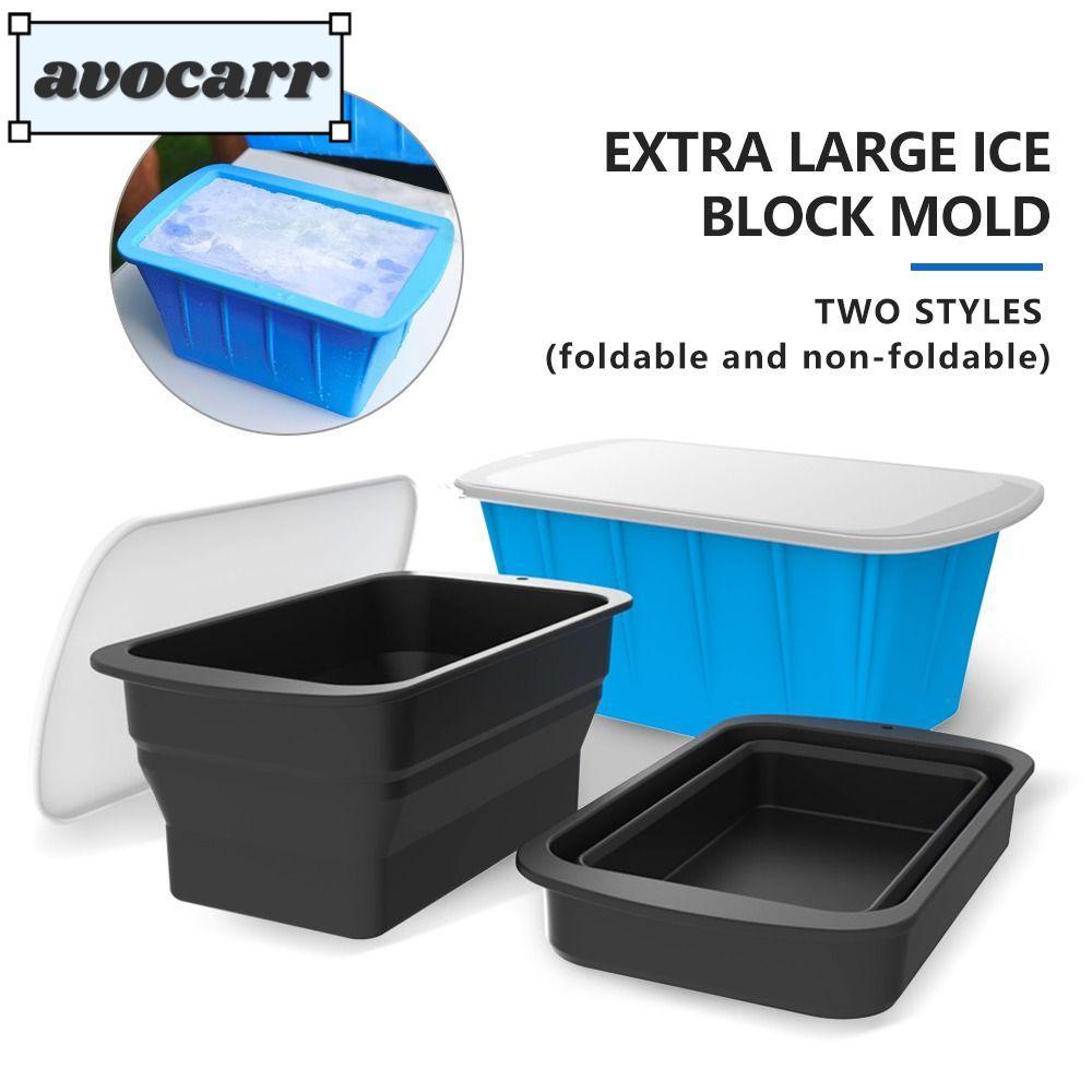 Avocarr แม่พิมพ์บล็อกน้ําแข็ง ซิลิโคน ขนาดใหญ่ พร้อมฝาปิด ทนทาน ใช้ซ้ําได้