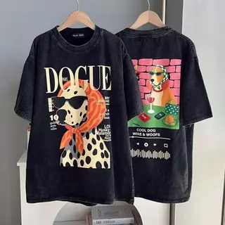 TeeTwoOneเสื้อยืด oversize คอกลม แขนสั้น cotton100% ใส่สบายสไตล์ลำลอง 'Fashion DOG'มินิมอล เสื้อน่ารัก 【COD】