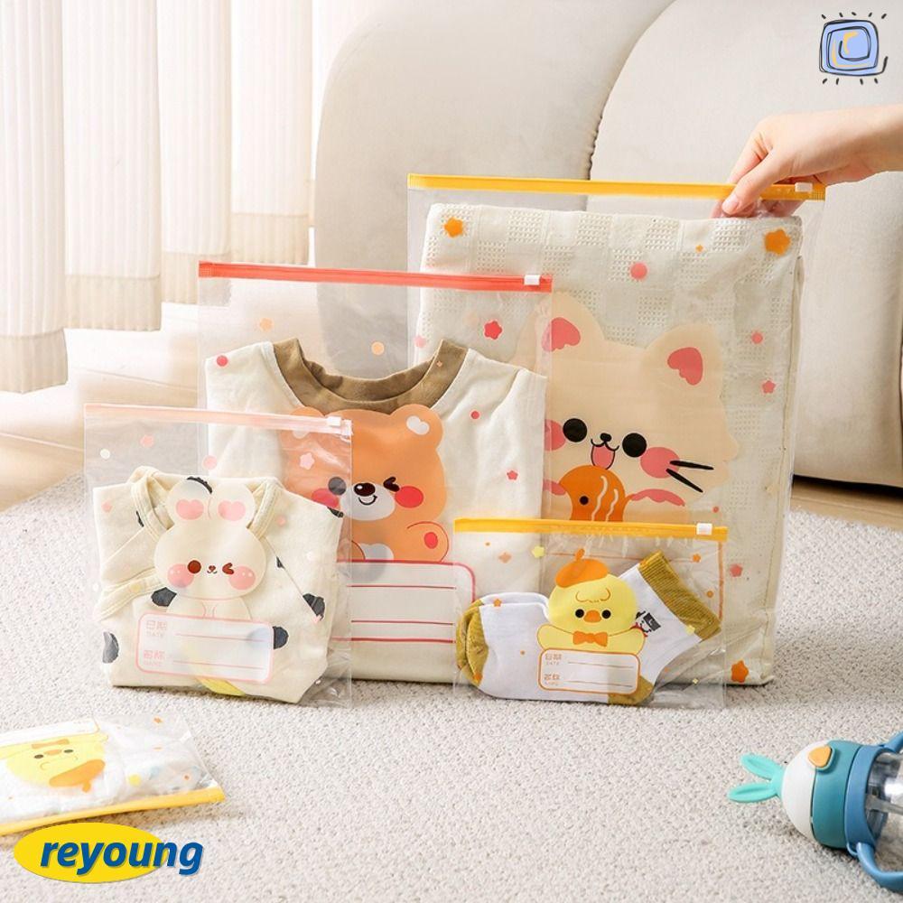 REYOUNG 10 ชิ้น ถุงซีลจําแนก, กระเป๋าเก็บเสื้อผ้าเด็กแบบพกพา, กระเป๋าผ้า/ผ้าอ้อมหลายขนาด Classified