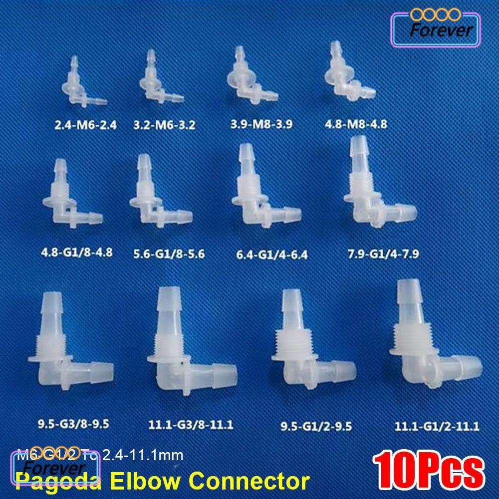 FOREVER 10 ชิ้นท่อน้ํา Joint, M6-G1/2 ถึง 2.4-11.1 มิลลิเมตรเจดีย์พลาสติกข้อศอก Connector, Soft PP PE ชลประทานท่ออุปกรณ์สําหรับ Aquarium อุปกรณ์ถังปลา