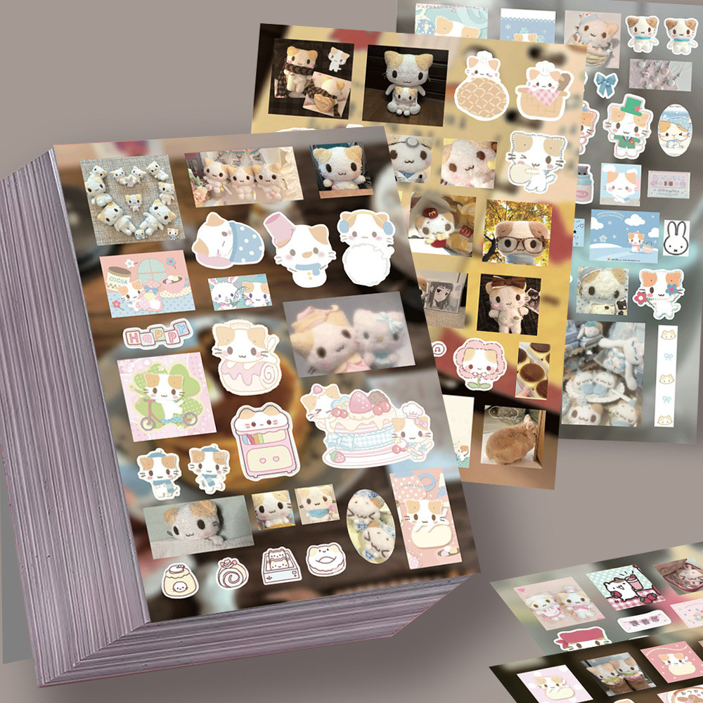 8 แผ่น Marshmallow Cat สติกเกอร์ไดคัท, น่ารัก INS สไตล์การ์ตูนสติกเกอร์กันน้ําสําหรับบรรจุภัณฑ์ตกแต่ง, DIY Craft & Scrapbooking