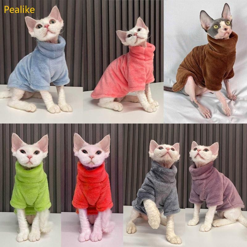 Pealike ฤดูหนาว Warm Coat Hairless Cat Hoodie Sphynx Cat Hoodie Soft Hairless Cat เสื้อผ้า