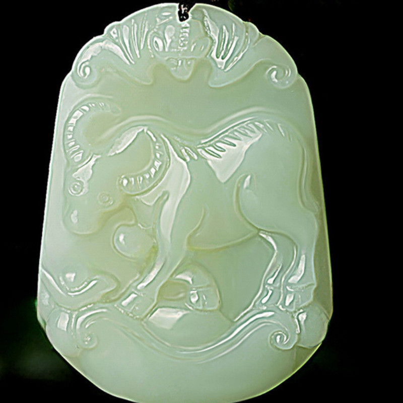 Popular~Zodiac Afghan Green Jade Pendant Afghanistan12Zodiac Jade Pendant with the Twelve Zodiac Sig