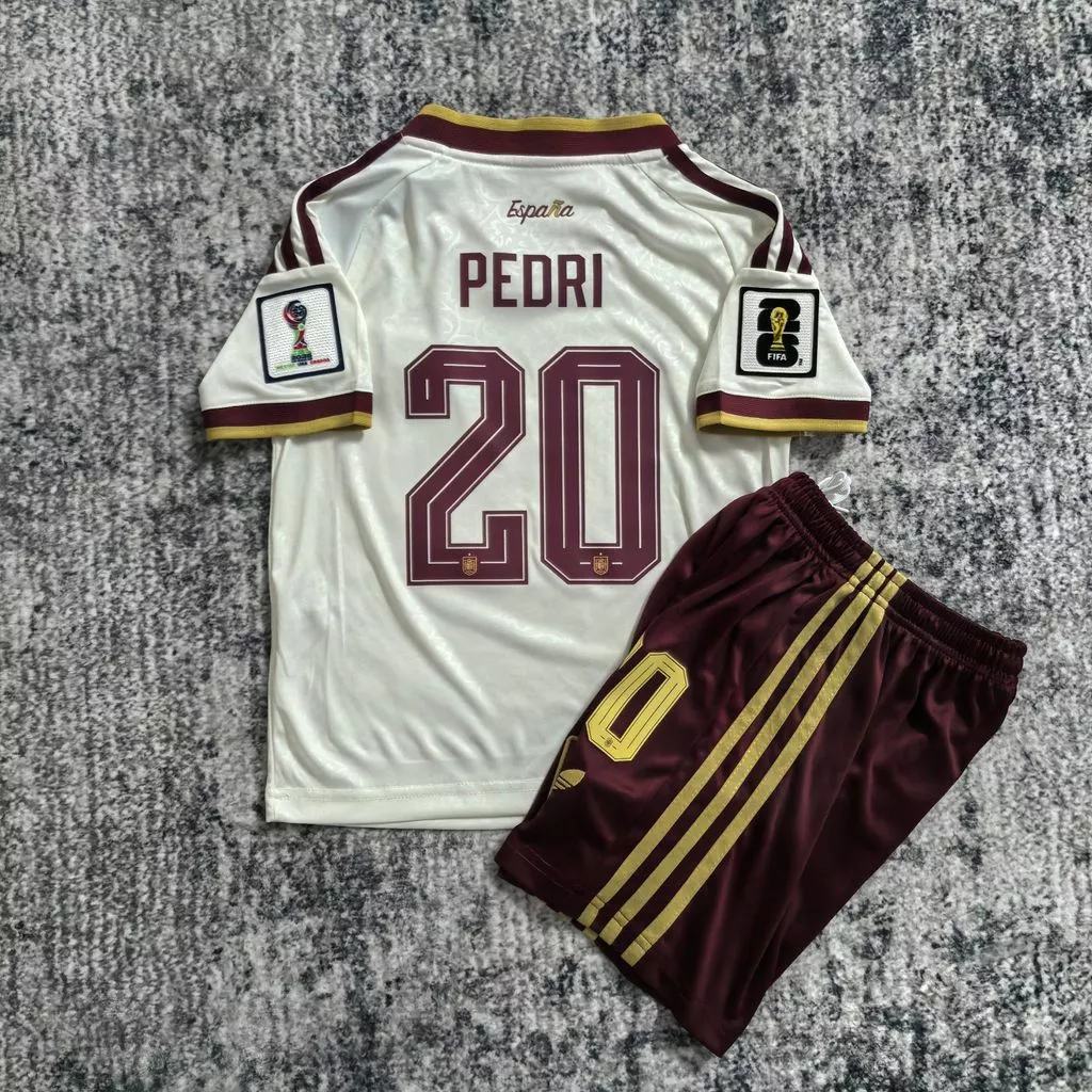 2627 Spai Away Jerseys พัดลมผู้ใหญ่ Issue Kids set Soccer Jersey LAMINE YAMAL No.19 PEDRI No.20 customable ได้ทุกชื่อset