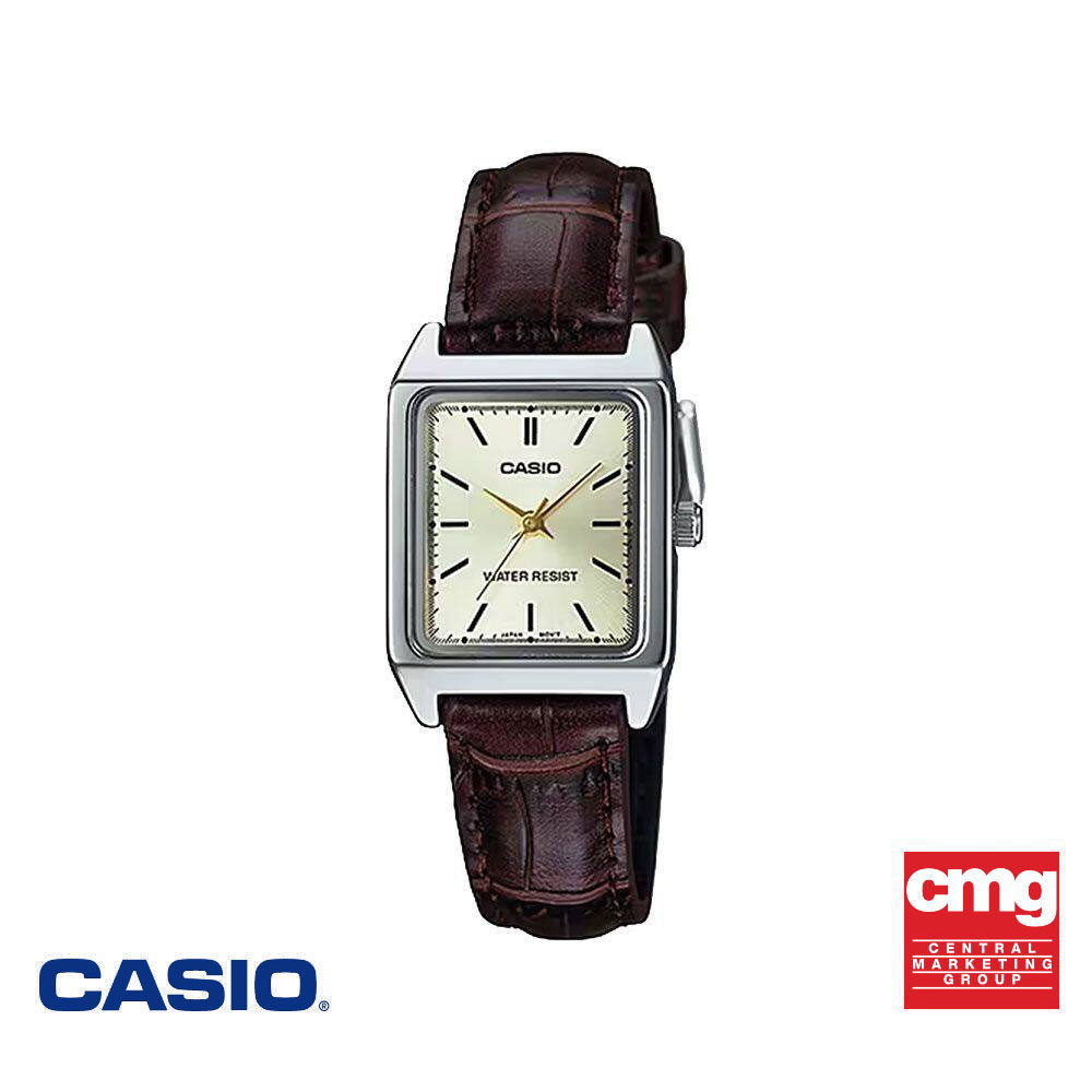 CASIO นาฬิกาข้อมือ CASIO รุ่น LTP-V007L-9EUDF สายหนัง สีน้ำตาล