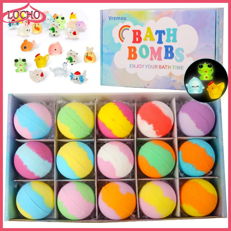 [locho store]2026 Kids Ocean Bath Bomb Set with Surprise Toys Inside 15/24 Pack Organic Safe Bubble Baths Salt Glowing Toy for New year gift