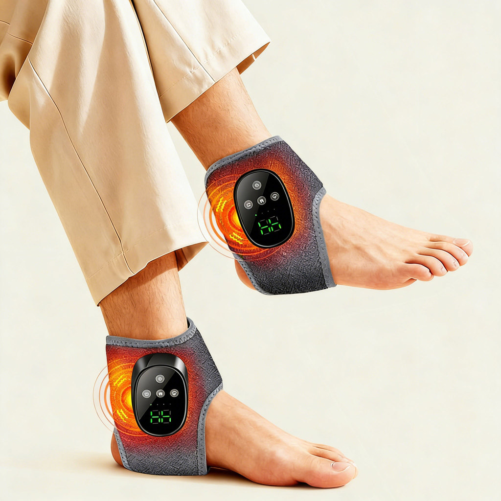 2 ชิ้นชาร์จไร้สายข้อเท้านวดความร้อน,ความร้อนนวดเท้าสําหรับ Plantar Fasciitis & Achilles Tendinitis บรรเทาอาการปวด,4 โหมดการสั่นสะเทือนและความร้อน