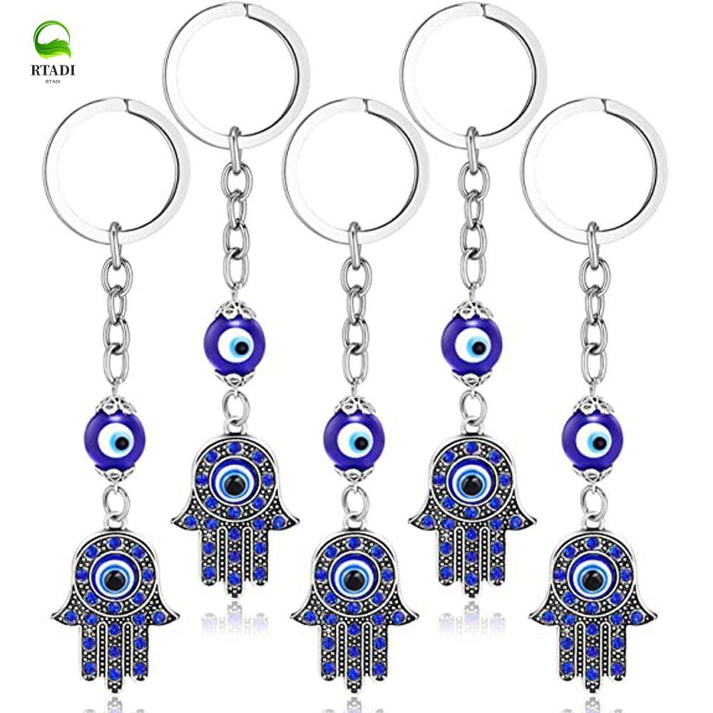RTADI Fatima Hand จี้เครื่องประดับพวงกุญแจรถ Key Holder Amulet Blue Evil Eye