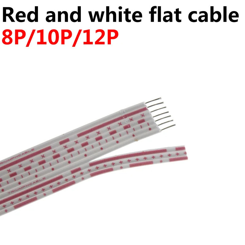 5M UL2468 สายริบบิ้นแบน 26AWG จอแสดงผล LED 2.54 มม.สีแดงและสีขาวสายริบบิ้น PVC 7P 8P 9P 10P 12P