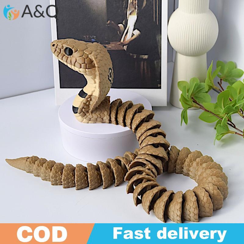 A&Q 3D พิมพ์ King Cobra รูปปั้นการสร้างแบบจําลองสมจริงการสร้างแบบจําลองสมจริงเครื่องประดับงูจอแสดงผล