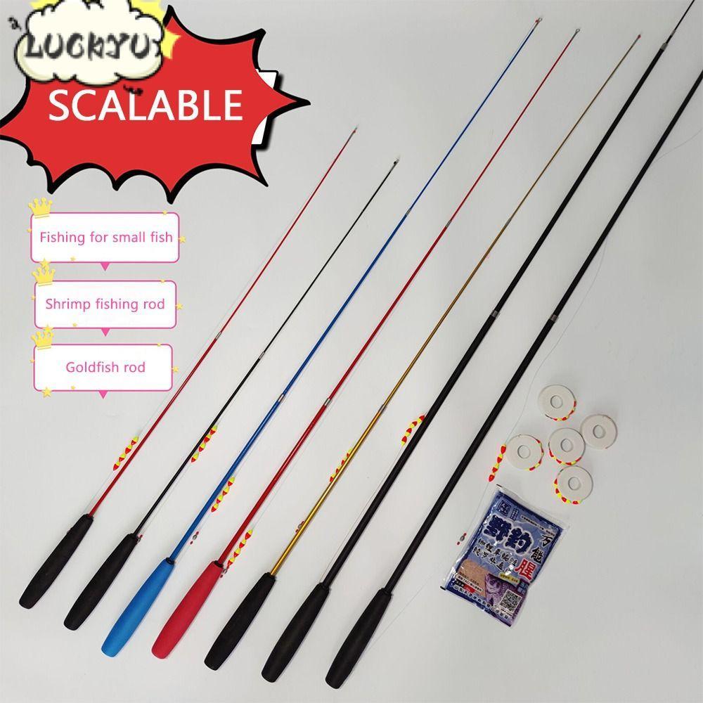 LUCKYU ชุดเบ็ดตกปลา, คันเบ็ดหล่อ Telescopic ครบชุด, เด็กคาร์บอน Fibre แก้ว Fibre Fishing Pole Feeder
