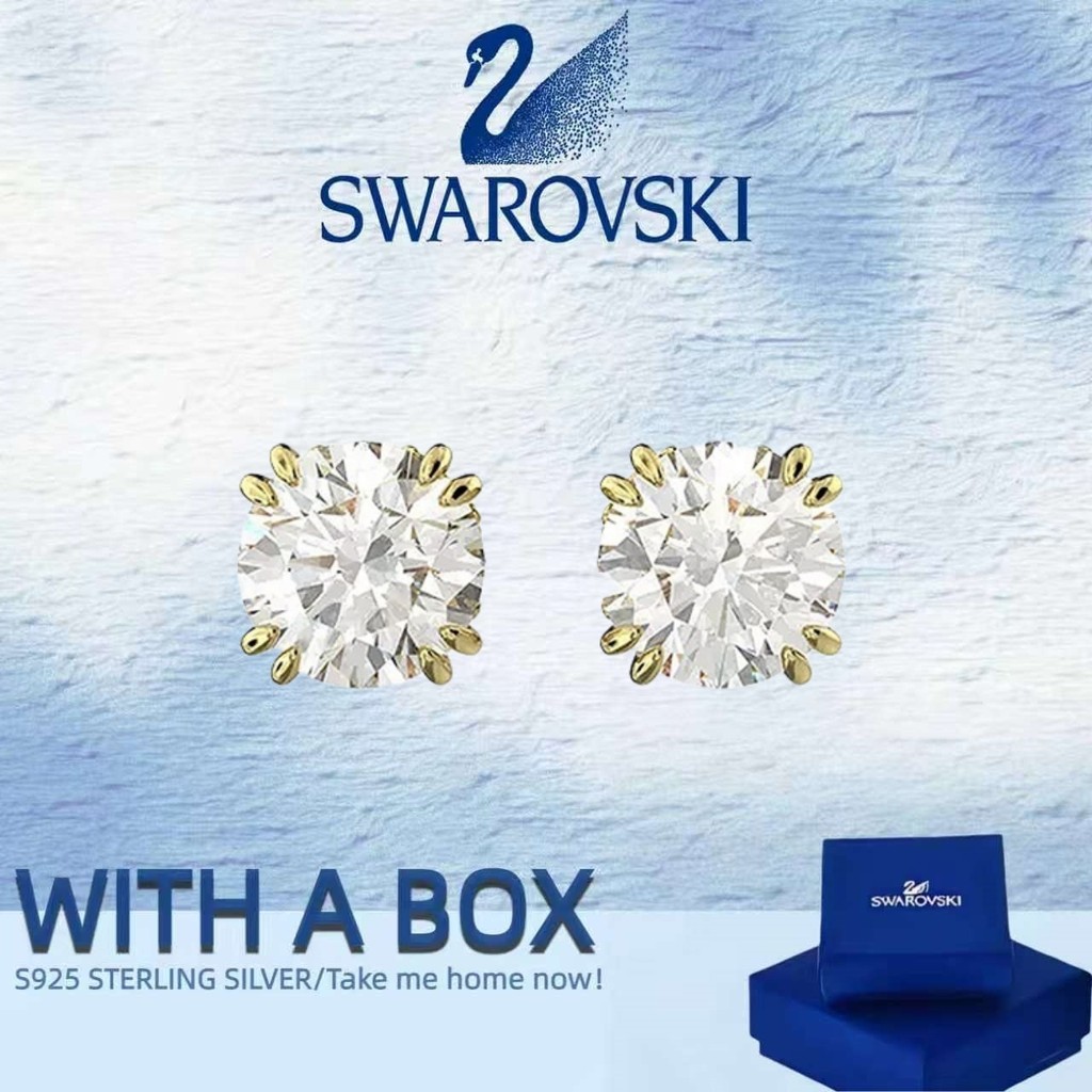 ต่างหู Swarovski Swan แบบ Drop จากเงิน 925 และคริสตัล พร้อมกล่องของขวัญสำหรับวันเกิด
