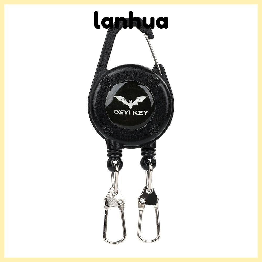 LANHUA คาราบิเนอร์แบบดึง, ที่วางป้ายโลหะสําหรับงานหนัก, พวงกุญแจรอกแบบยืดหดได้หัวคู่อเนกประสงค์เดินป่า