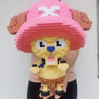 บล็อกตัวต่ออนุภาคขนาดกลาง 3000 ชิ้น One Piece Luffy Chopper การศึกษาประกอบของเล่นตุ๊กตาของขวัญรูป