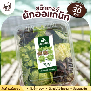 สติ๊กเกอร์ ผักปลอดสาร สติ้กเกอร์ ผักสลัด Organic แบบวงกลมและสี่เหลี่ยม วัสดุ PP กันน้ำ สติกเกอร์