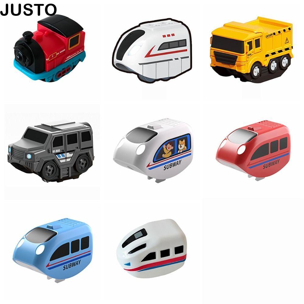 JUSTO รางแม่เหล็กรถไฟ,ของเล่นอัจฉริยะ Smooth Steady ขับรถรางรถไฟของเล่น,รถไฟไฟฟ้าต้านแรงโน้มถ่วงพลาสติกติดทนนานเด็กของขวัญ