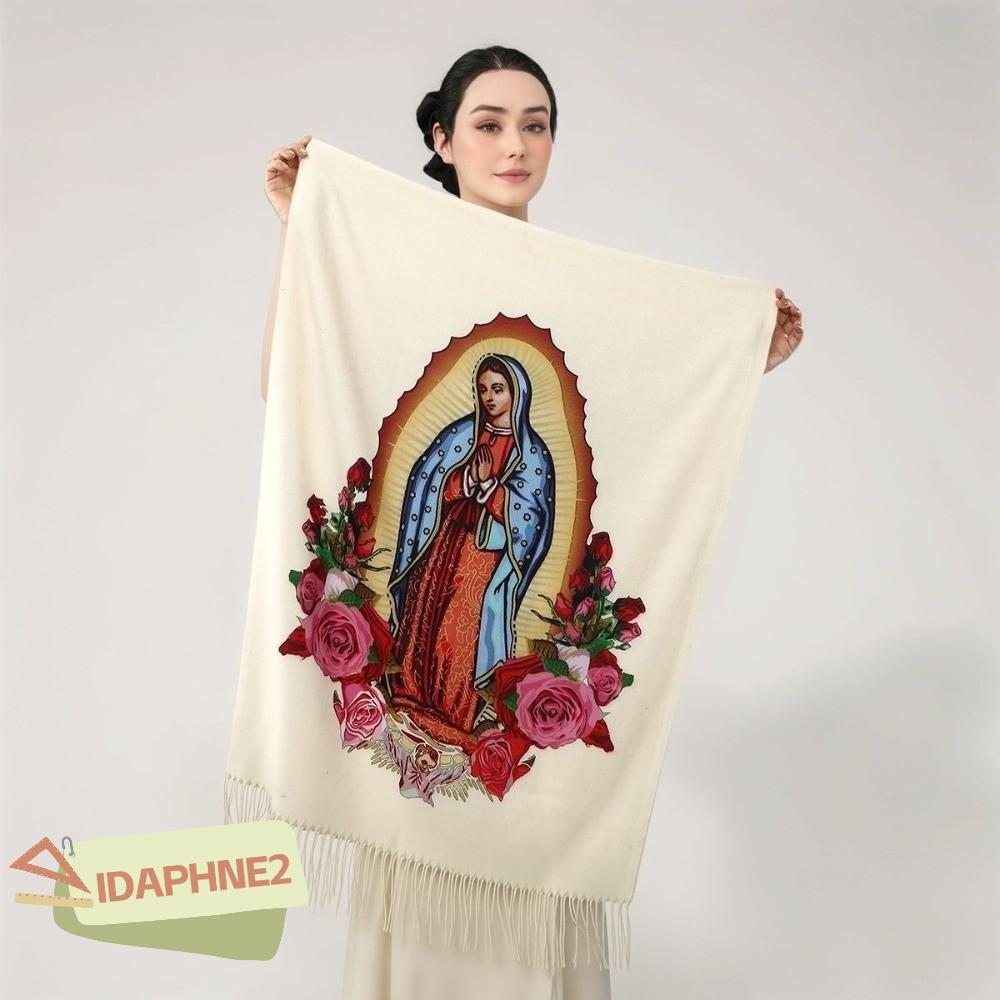 IDAPHNE2 ผ้าพันคอ, กันลม Virgin Mary of Guadalupe พิมพ์ผ้าพันคอ Bib, Warm อเนกประสงค์ Coldproof คอ Wraps ผู้หญิง