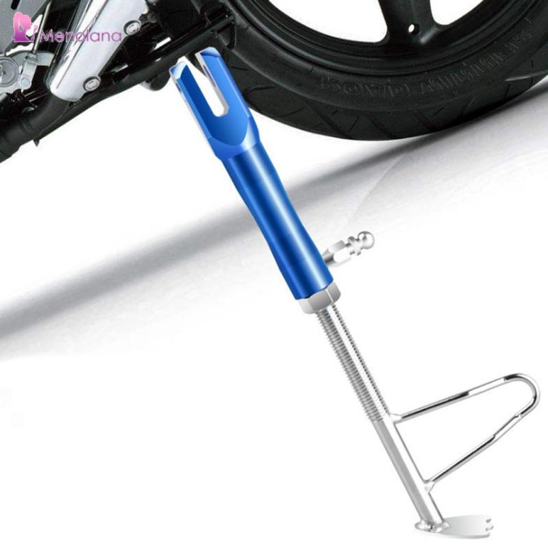 [Menolana] Universal Motorcycle Scooter Kickstand Side Kick Stand Adjustable Blue