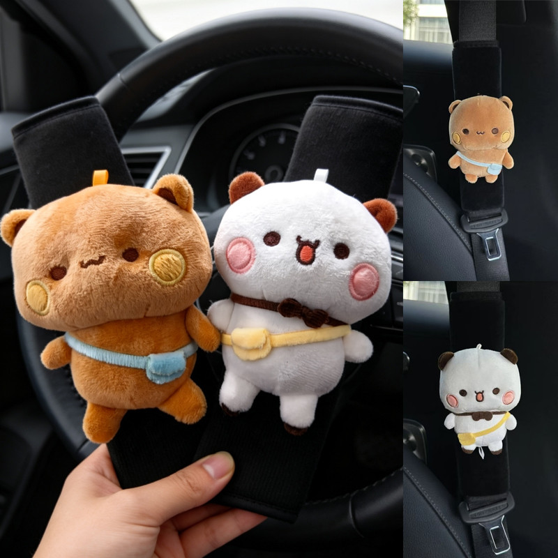 รถความปลอดภัยเข็มขัดฝาครอบ Pads Universal Auto Panda Bubu และ Yier Plush ไหล่ Protector รถที่นั่งสายคล้องสําหรับผู้หญิงและผู้ชาย