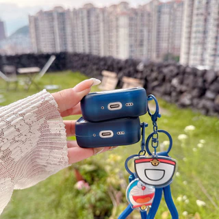 กรอบรูปสีฟ้าและสีส้ม เคสใสกันกระแทกสําหรับ AirPods Pro 3/4 พร้อมจี้ห้อย สไตล์ใหม่ รองรับ AirPods Pro 2 Gen 4ANC