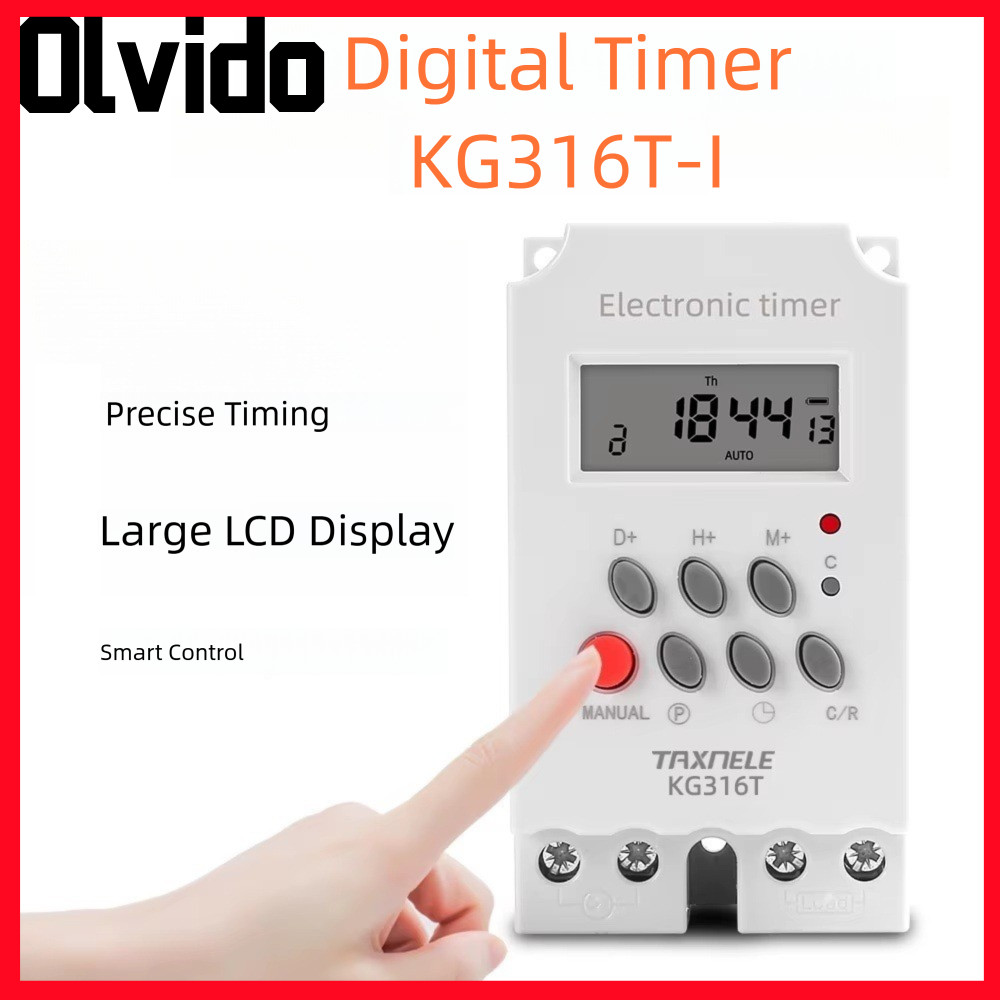 OLVIDO Digital Timer, 12V 220V Timer Switch, รีเลย์จอแสดงผลแบบพกพา 50/60Hz LED อุปกรณ์ไฟฟ้า Timer ช่
