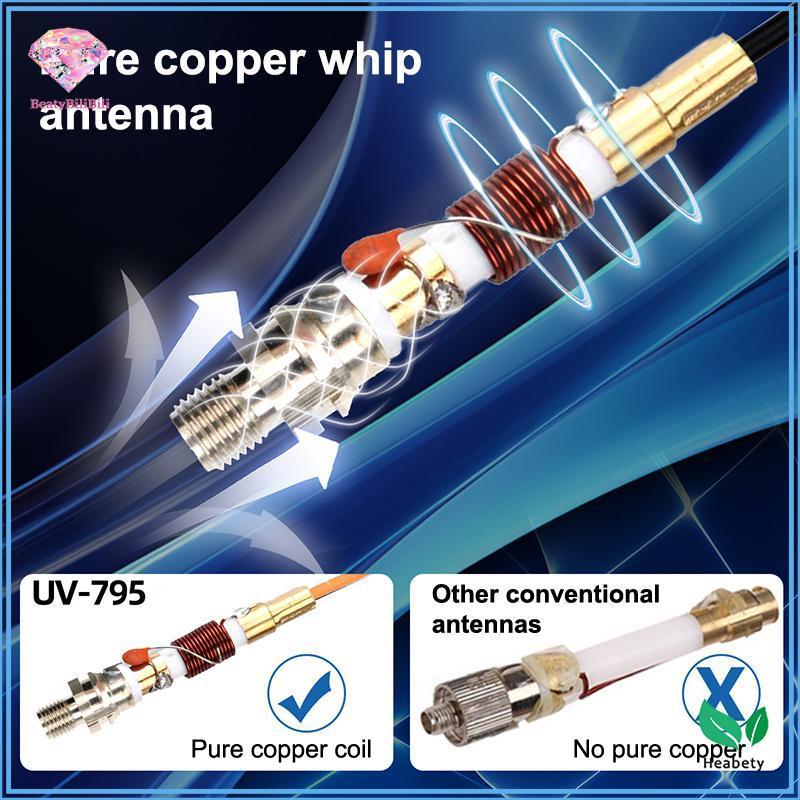 Heabety AR-795 SMA-F หญิง Dual Band VHF/UHF 136-174MHz/400-520MHz เสาอากาศนุ่ม AR-795 สําหรับ UV-5R 