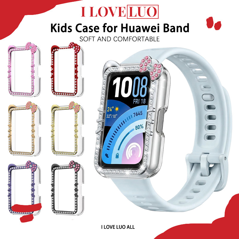 กรณีเพชร for Smartwatch Huawei Band 11 / Huawei Band 11 Pro ผู้หญิงที่น่ารักเด็กป้องกัน Gores รูป้องกันหน้าจอฝากกันชน