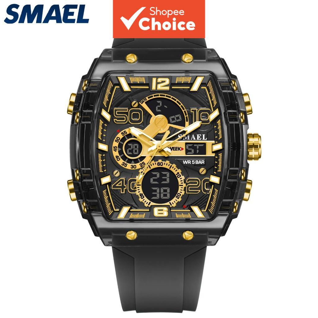 นาฬิกาคู่รักอิเล็กทรอนิกส์ Unisex SMAEL 8109, ไฟ LED กันน้ํา, ฟังก์ชั่นโครโนกราฟปลุก, Sporty Fashion Timepiece