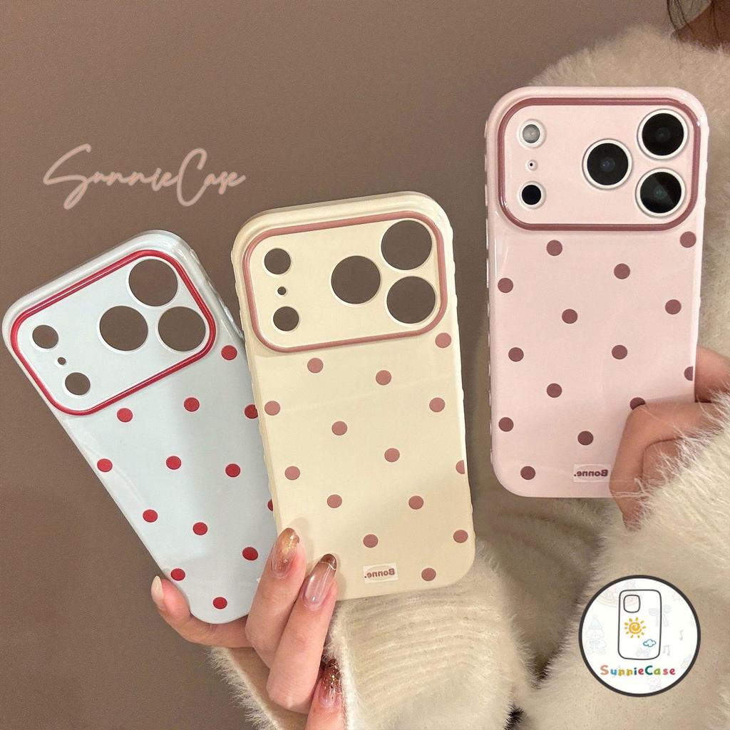 เข้ากันได้กับ IPhone 16 7 8 13 16 14 Pro17 Air 14 16 XR XS Max 11 15 Plus  Air หัวใจฟองน้ำแบบจุดง่ายๆ นุ่มสบาย