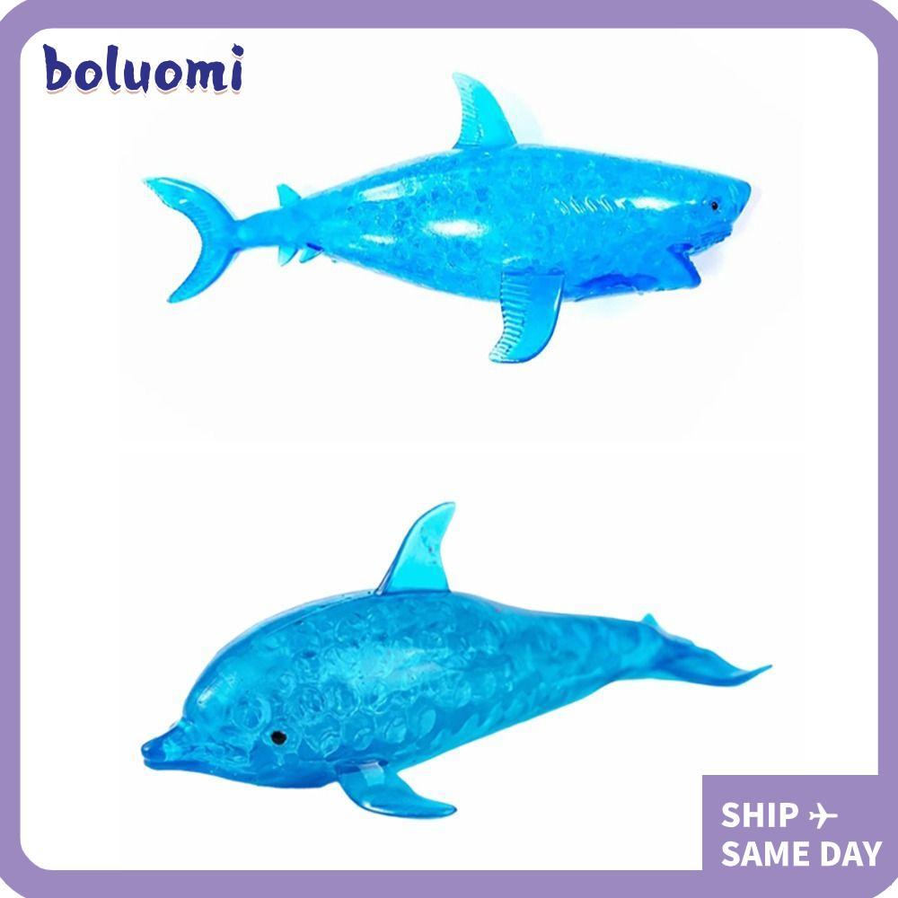 BOLUMI Dolphin Squeeze Ball, TPR Soft Shark Stress Ball,ทนทานสีฟ้ายืดสัตว์ทะเลบีบของเล่นผู้ใหญ่