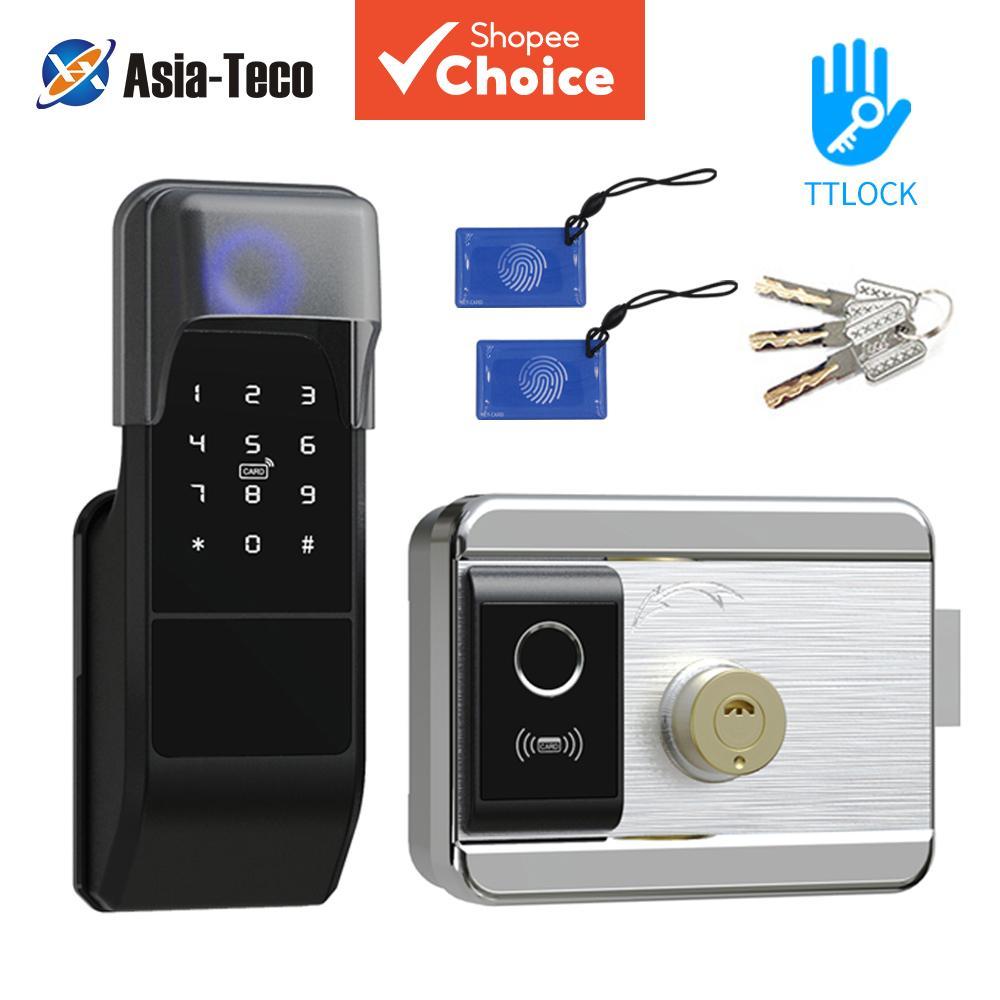 One Piece Asia Teco TTLock ล็อคประตูอัจฉริยะลายนิ้วมือ, ล็อคประตูกันน้ํากลางแจ้งพร้อม Bluetooth, รหั