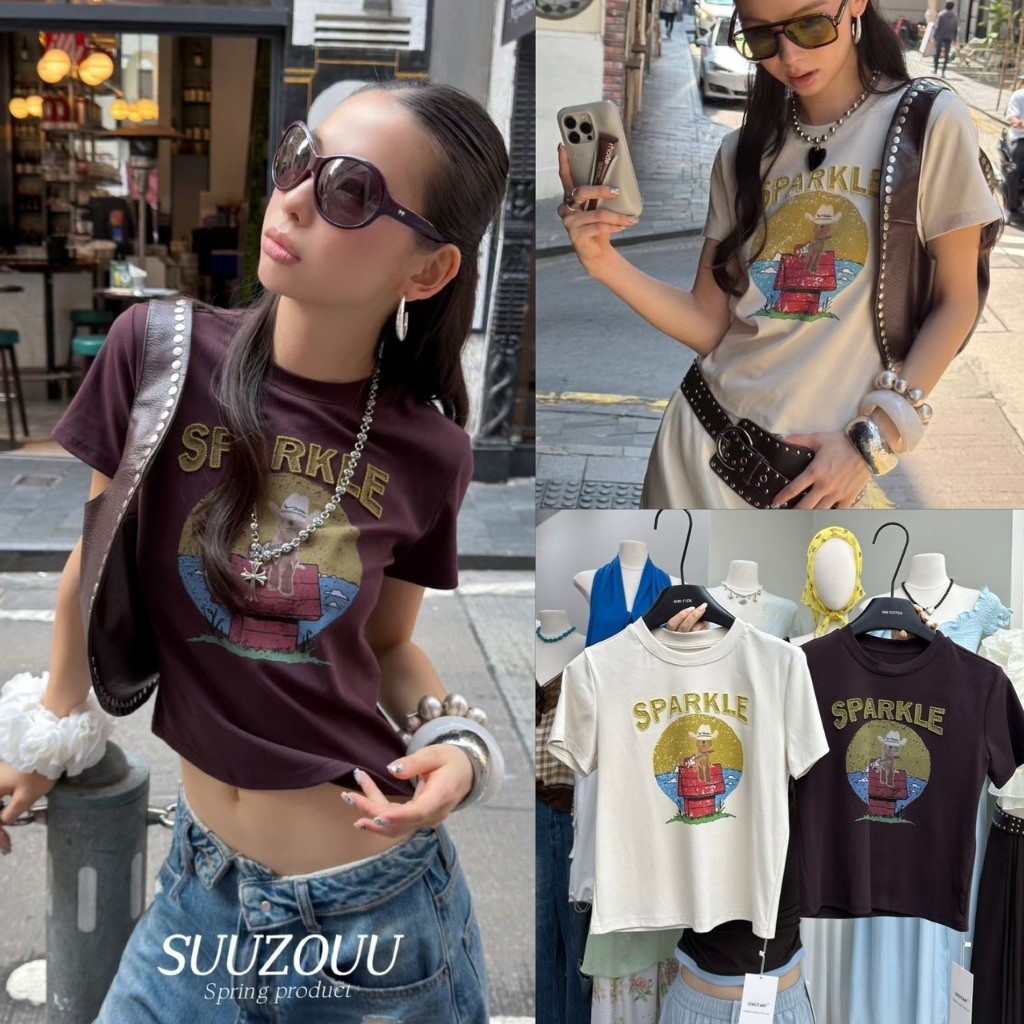❤ 🧵 🇰🇷 SU188 เสื้อยืดแขนสั้นคอกลม สกรีนลายเก๋ไม่ซ้ำใคร ผ้านิ่มใส่สบาย  สีสวยแมทซ์ง่ายค่า แฟชั่นเกาหลี TAG MM Fish 🧡