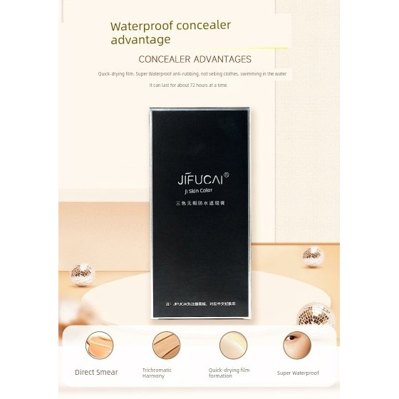 คอนซีลเลอร์ concealer Jifucai Tricolor คอนซีลเลอร์กันน้ําคอนซีลเลอร์ปกปิดรอยสัก Birthmarks Bruises K