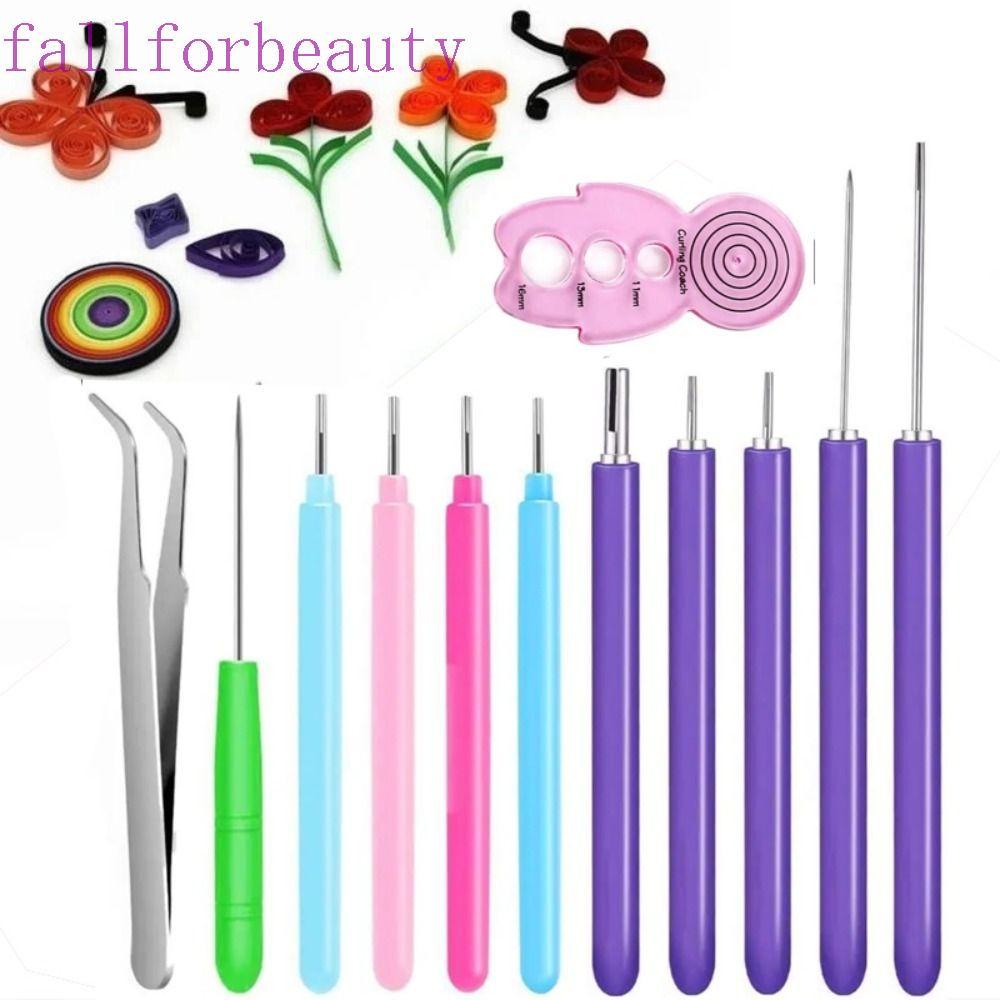 FALLFORBEAUTY 12PCS Quilling Needle Kit, Quilling Slotted Pen Paper Craft Paper Quilling Tools, DIY 