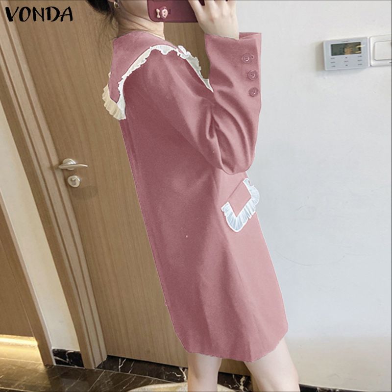 Vonda ชุดเดรสผู้หญิง มีรัฟเฟิล ออกแบบเป็นทรง A-line และคอกี้เปิดลง — صورة 6