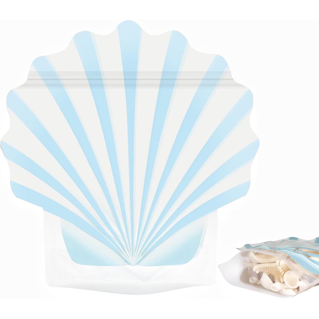 Luvlwen 15 ชิ้นเปลือกหอยรูปกระเป๋าสําหรับ Bachelorette Party Hangover Kit, Resealable Stand Up Pouch