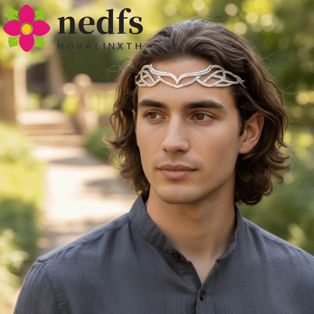 NEDFS Hobbit Elrond Tiaras, ที่คาดผมแบบปรับได้โลหะผสม Elf Lord Crown, Fantasy Vintage Handmade Elven