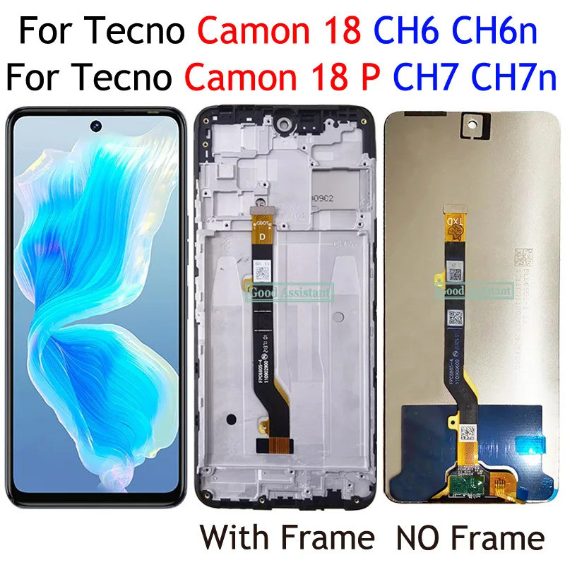 สีดํา 6.8 นิ้วสําหรับ Tecno Camon 18 Ch6 Ch6n จอแสดงผล Lcd Touch Screen Digitizer Assembly/พร้อมกรอบ