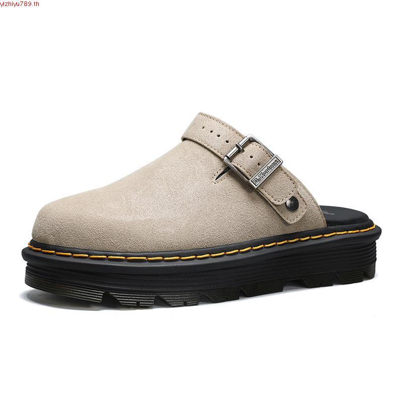 Dr.Martens Men Birkensotck Suede Sandals Martin รองเท้าแตะหนังแท้ยาง Soled รองเท้า HEM2