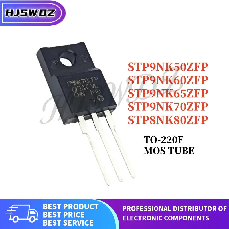 5PCS STP9NK65ZFP STP9NK70ZFP STP9NK50ZFP STP9NK60ZFP STP8NK80ZFP TO-220F P9NK50ZFP P9NK60ZFP ทรานซิส