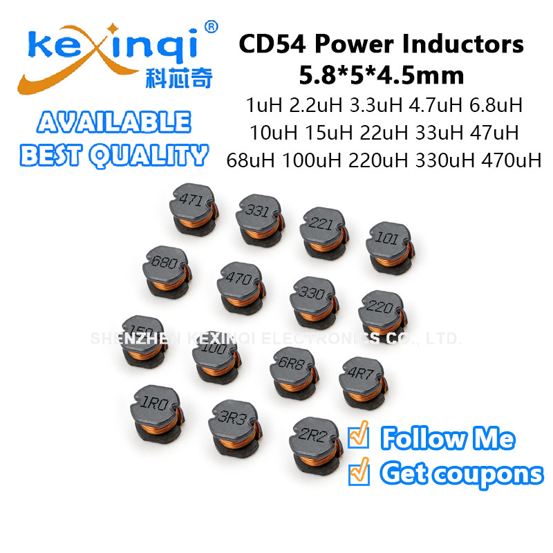 (20 ชิ้น) CD54 SMD Power Inductors 5.8*5*4.5 มม. 1uH 2.2uH 3.3uH 4.7uH 6.8uH 10uH 15uH 22uH 33uH 47u